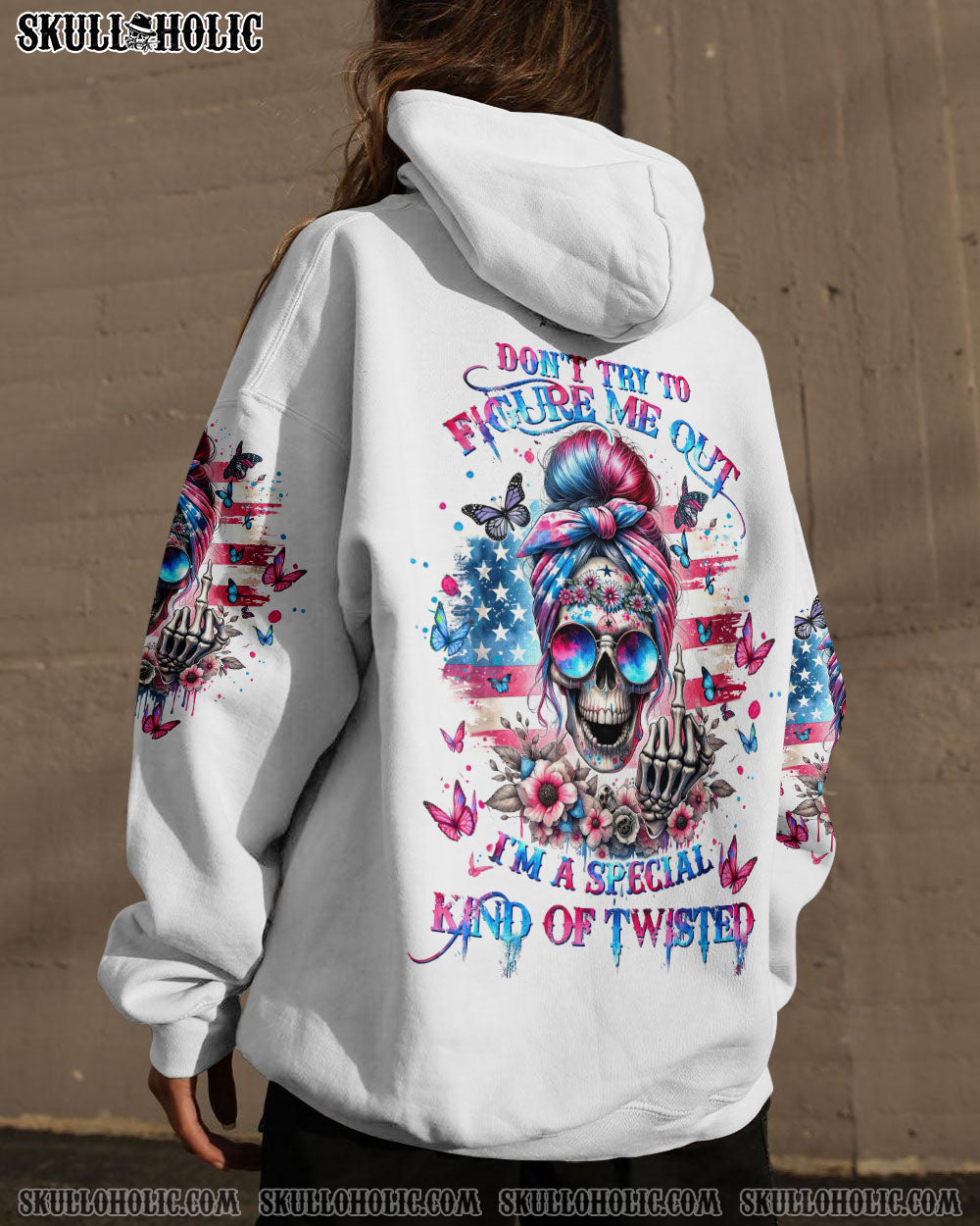BLISSCORNERS SHE IS SUNSHINE SKULL MESSY BUN TIE DYE ALL OVER PRINT