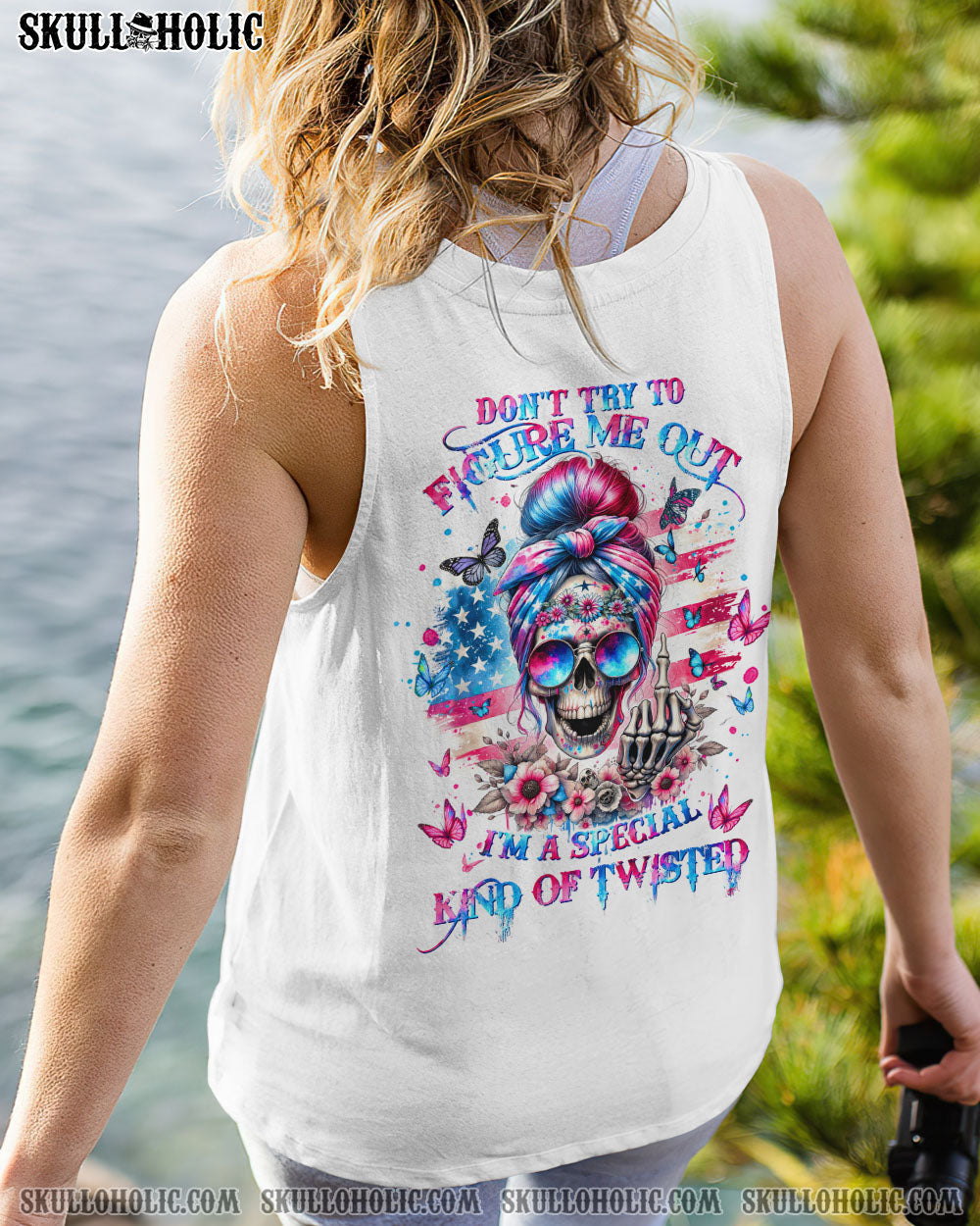 BLISSCORNERS SHE IS SUNSHINE SKULL MESSY BUN TIE DYE ALL OVER PRINT