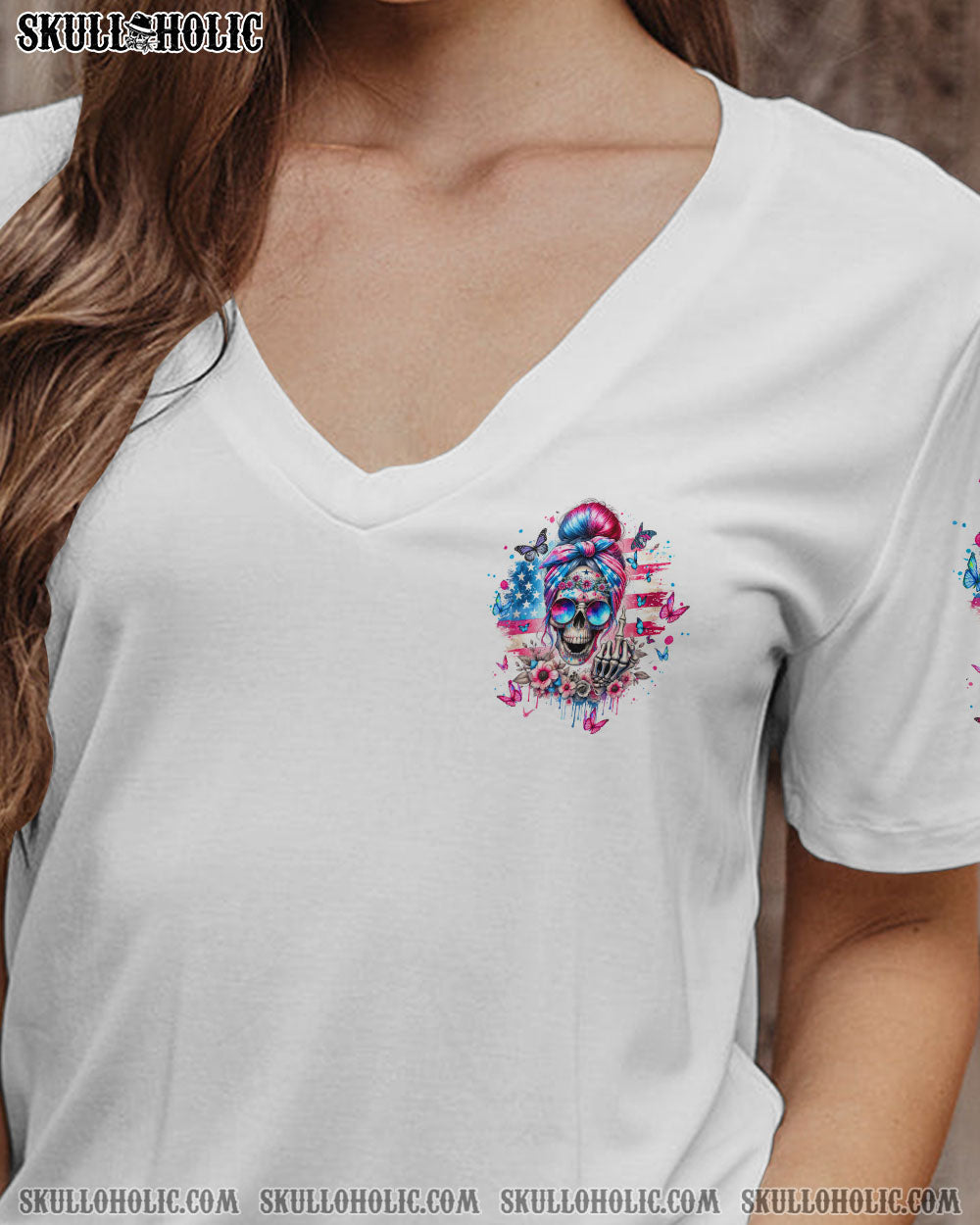 BLISSCORNERS SHE IS SUNSHINE SKULL MESSY BUN TIE DYE ALL OVER PRINT