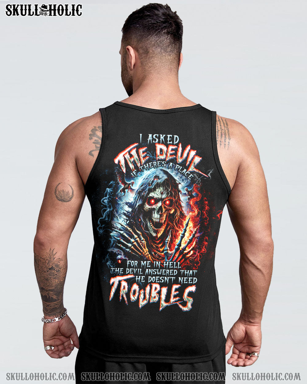 BLISSCORNERS I ASKED THE DEVIL SKULL REAPER ALL OVER PRINT