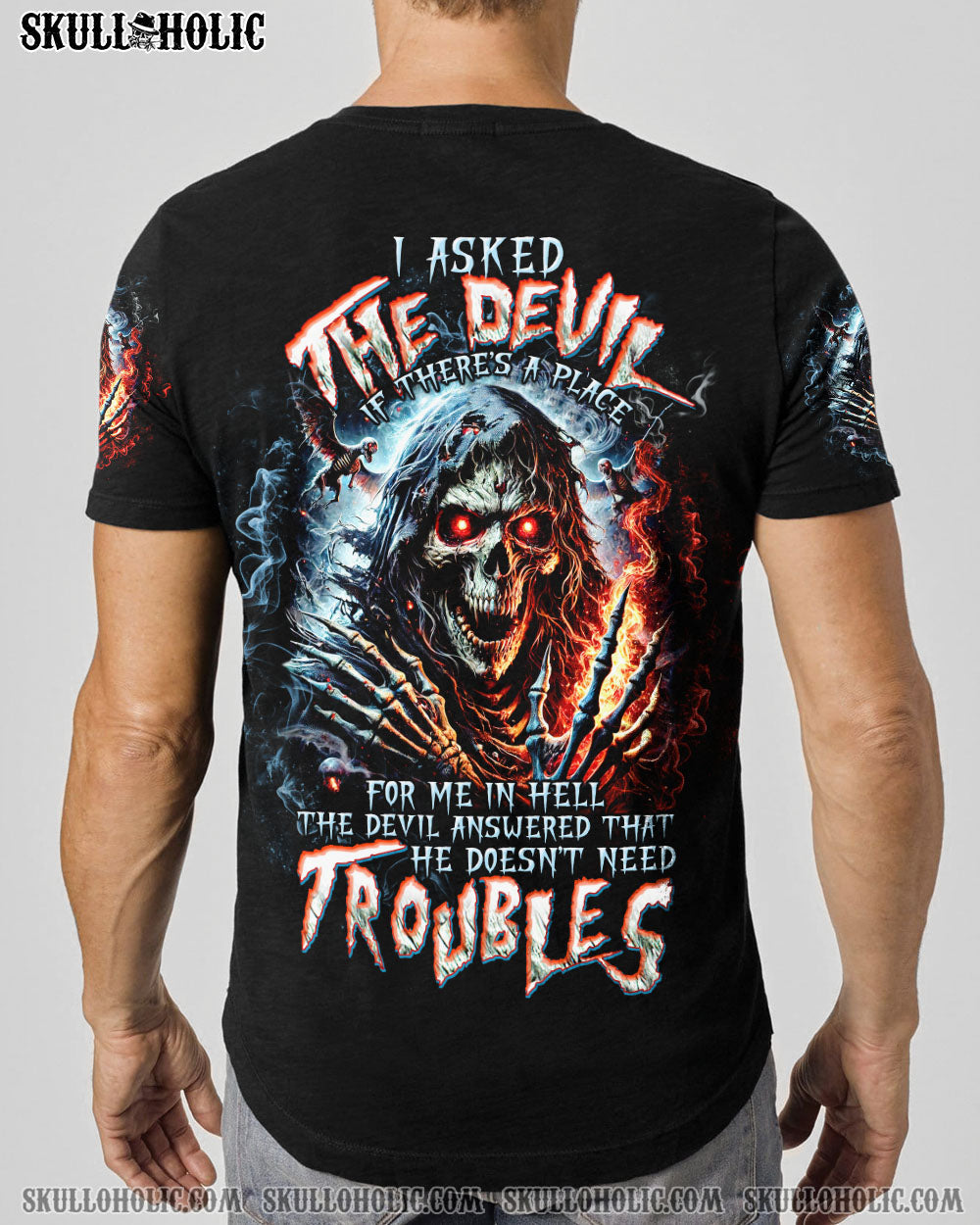 BLISSCORNERS I ASKED THE DEVIL SKULL REAPER ALL OVER PRINT