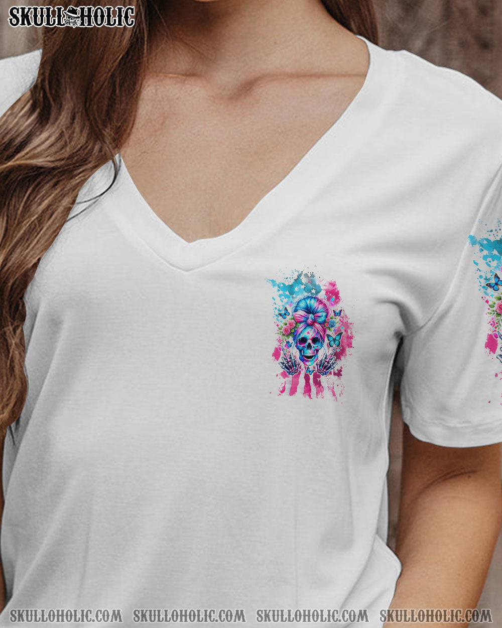 BLISSCORNERS B DUST I SPRINKLE THAT S ON EVERYTHING SKULL MESSY BUN WINGS ALL OVER PRINT