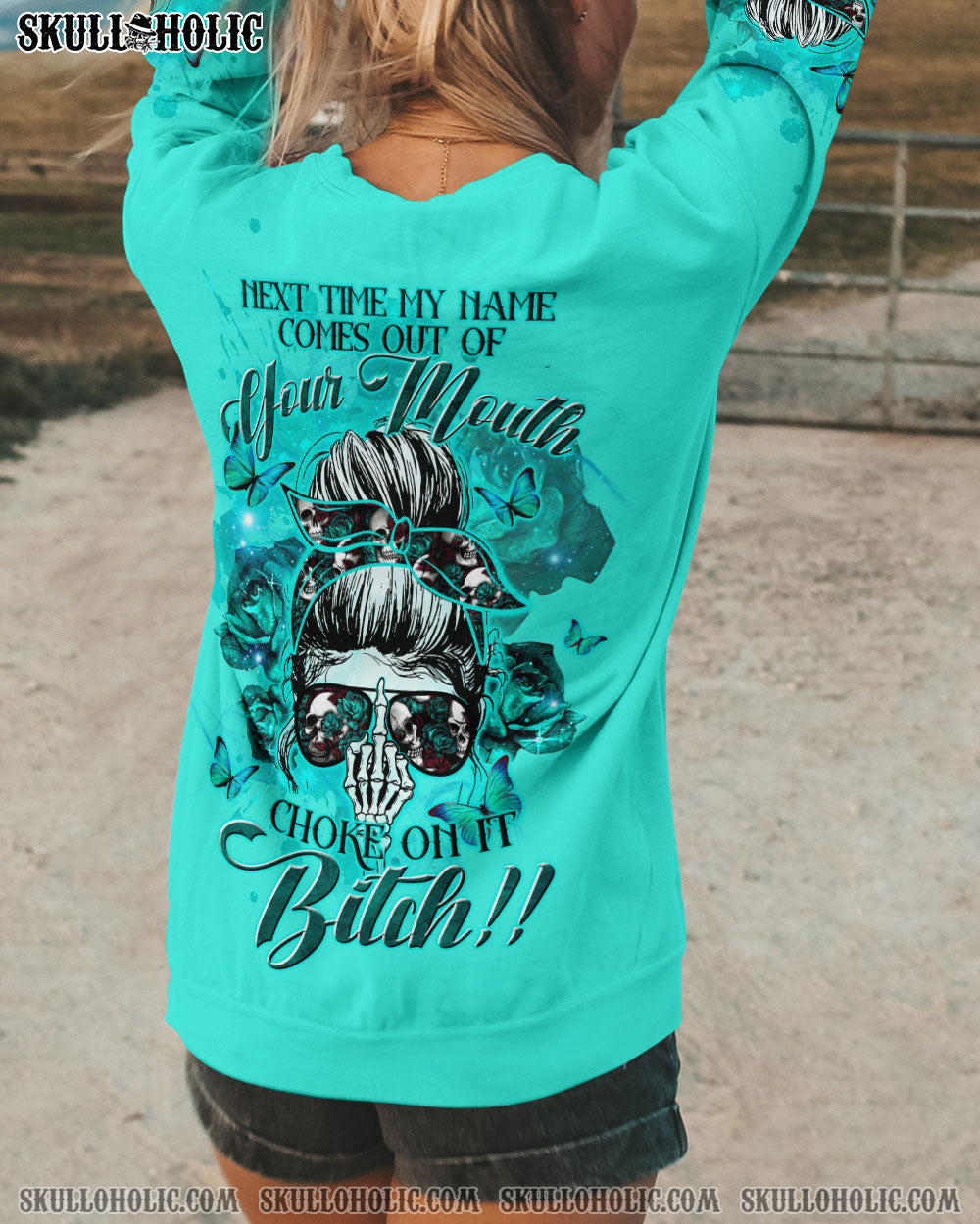 BLISSCORNERS I AM WHO I AM SKULL MESSY BUN ALL OVER PRINT