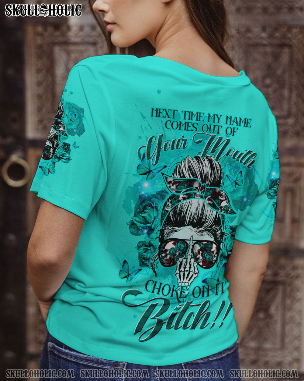 BLISSCORNERS I AM WHO I AM SKULL MESSY BUN ALL OVER PRINT