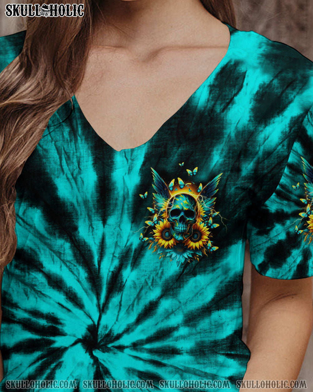 BLISSCORNERS SHE IS SUNSHINE SKULL WINGS TIE DYE ALL OVER PRINT