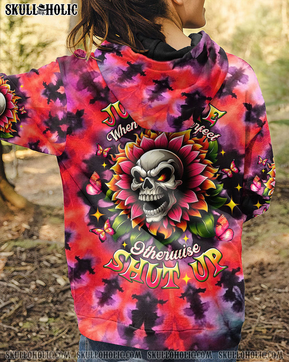 BLISSCORNERS JUDGE ME WHEN SKULL FLOWER TIE DYE ALL OVER PRINT