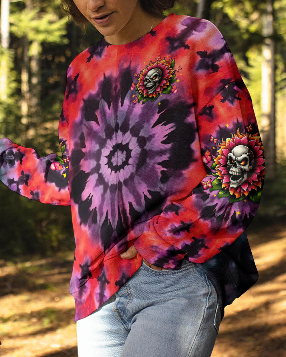 BLISSCORNERS JUDGE ME WHEN SKULL FLOWER TIE DYE ALL OVER PRINT