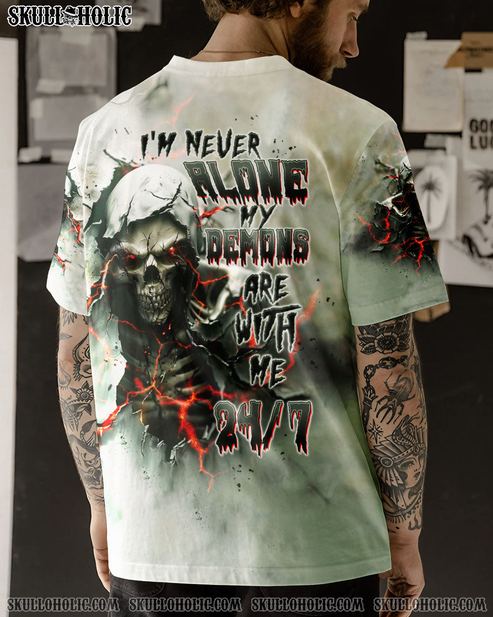 BLISSCORNERS I'M NEVER ALONE MY DEMONS ARE WITH ME 24/7 ALL OVER PRINT