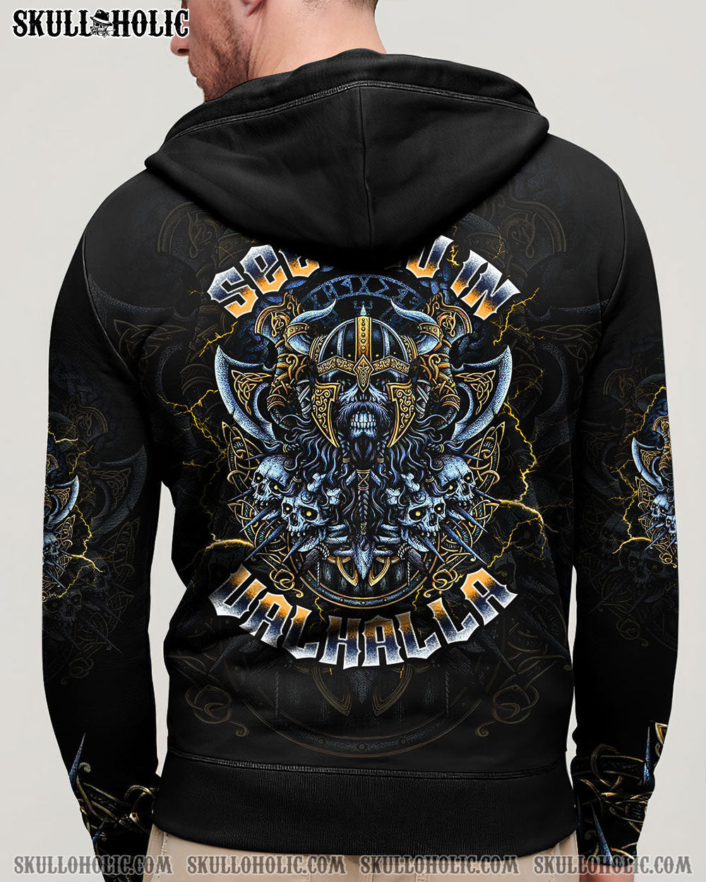 BLISSCORNERS SEE YOU IN VALHALLA VIKING SKULL ALL OVER PRINT