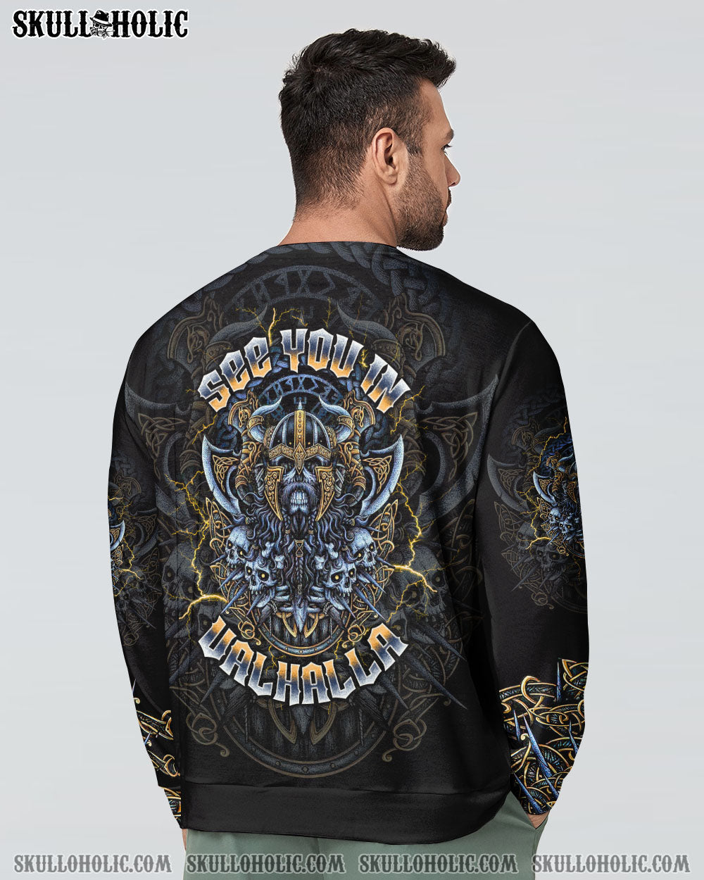 BLISSCORNERS SEE YOU IN VALHALLA VIKING SKULL ALL OVER PRINT