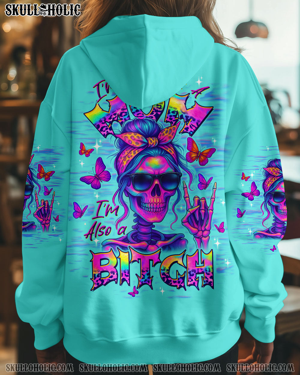 BLISSCORNERS YOU CURSE TOO MUCH SKULL MESSY BUN ALL OVER PRINT