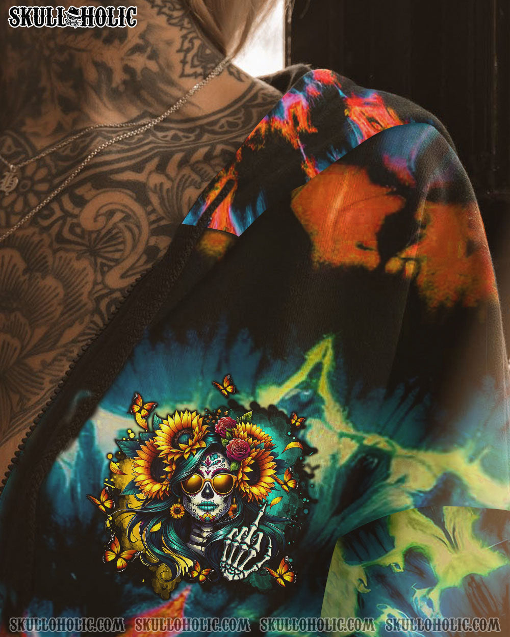 BLISSCORNERS ZERO F  GIVEN SUGAR SKULL TIE DYE  ALL OVER PRINT