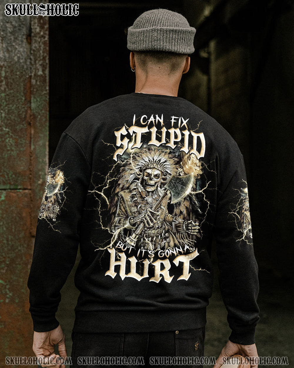 BLISSCORNERS I CAN FIX STUPID BUT IT'S GONNA HURT NATIVE SKULL  ALL OVER PRINT