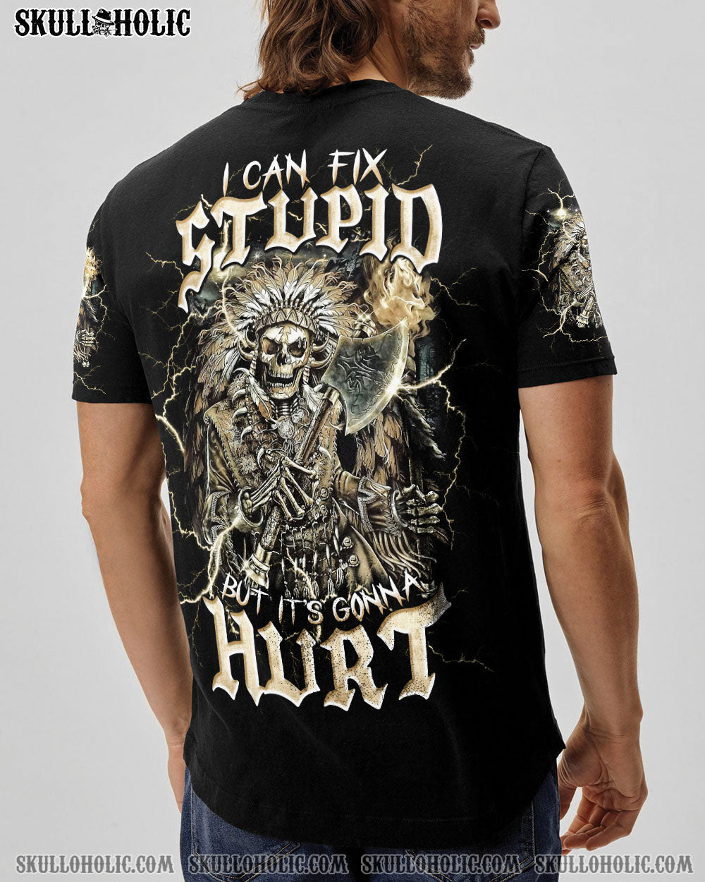 BLISSCORNERS I CAN FIX STUPID BUT IT'S GONNA HURT NATIVE SKULL  ALL OVER PRINT