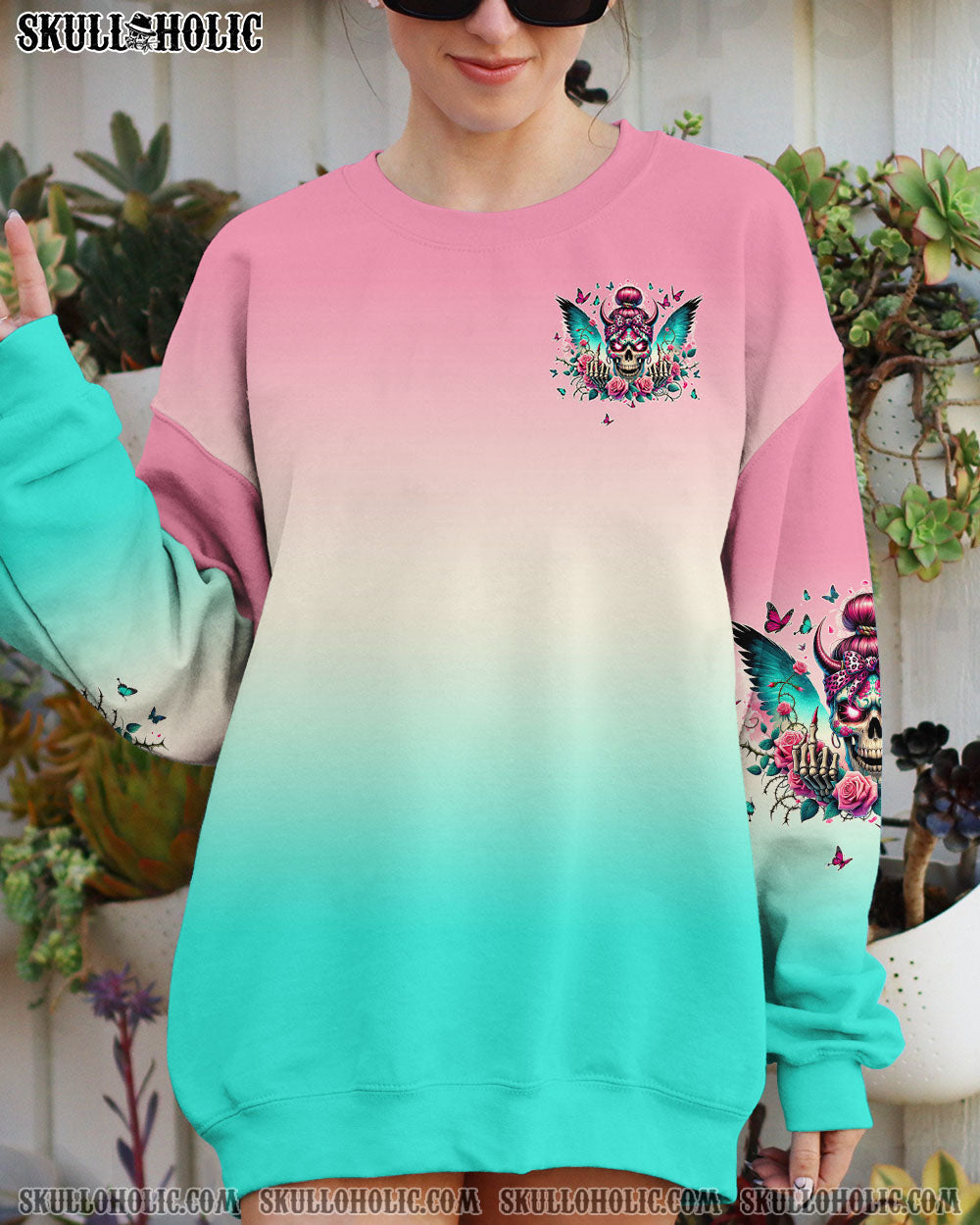 BLISSCORNERS IF MY MOUTH DOESN'T SAY IT SKULL MESSY BUN ALL OVER PRINT