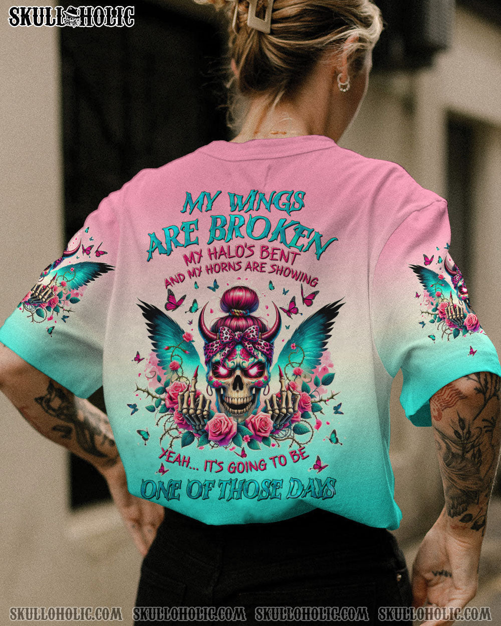 BLISSCORNERS IF MY MOUTH DOESN'T SAY IT SKULL MESSY BUN ALL OVER PRINT