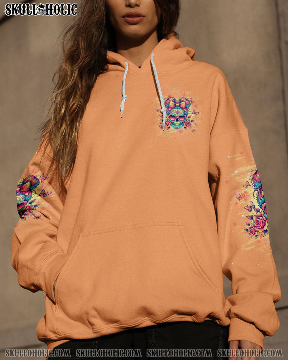 BLISSCORNERS THE GOOD GIRL IN ME SKULL MESSY BUN ALL OVER PRINT
