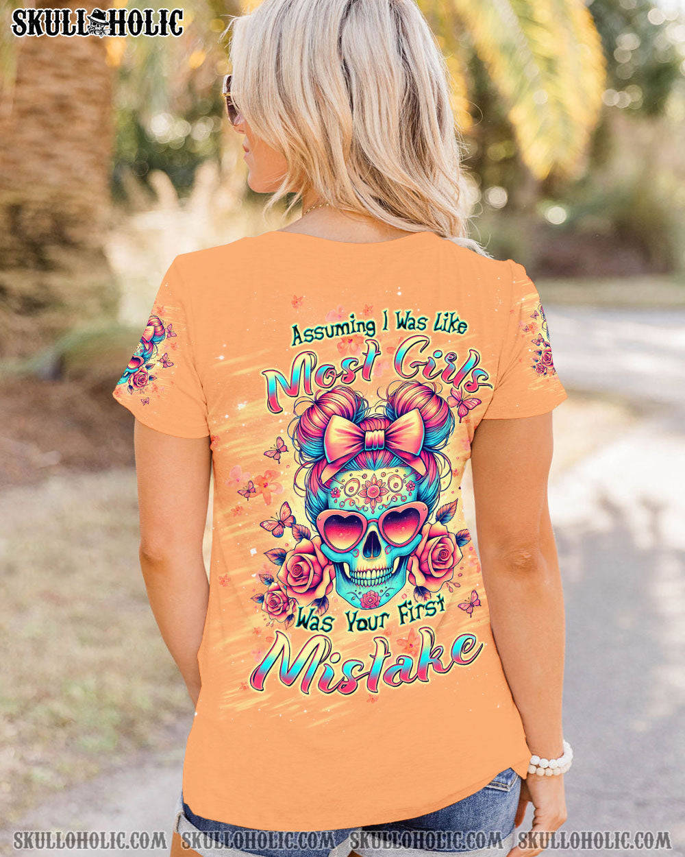 BLISSCORNERS THE GOOD GIRL IN ME SKULL MESSY BUN ALL OVER PRINT