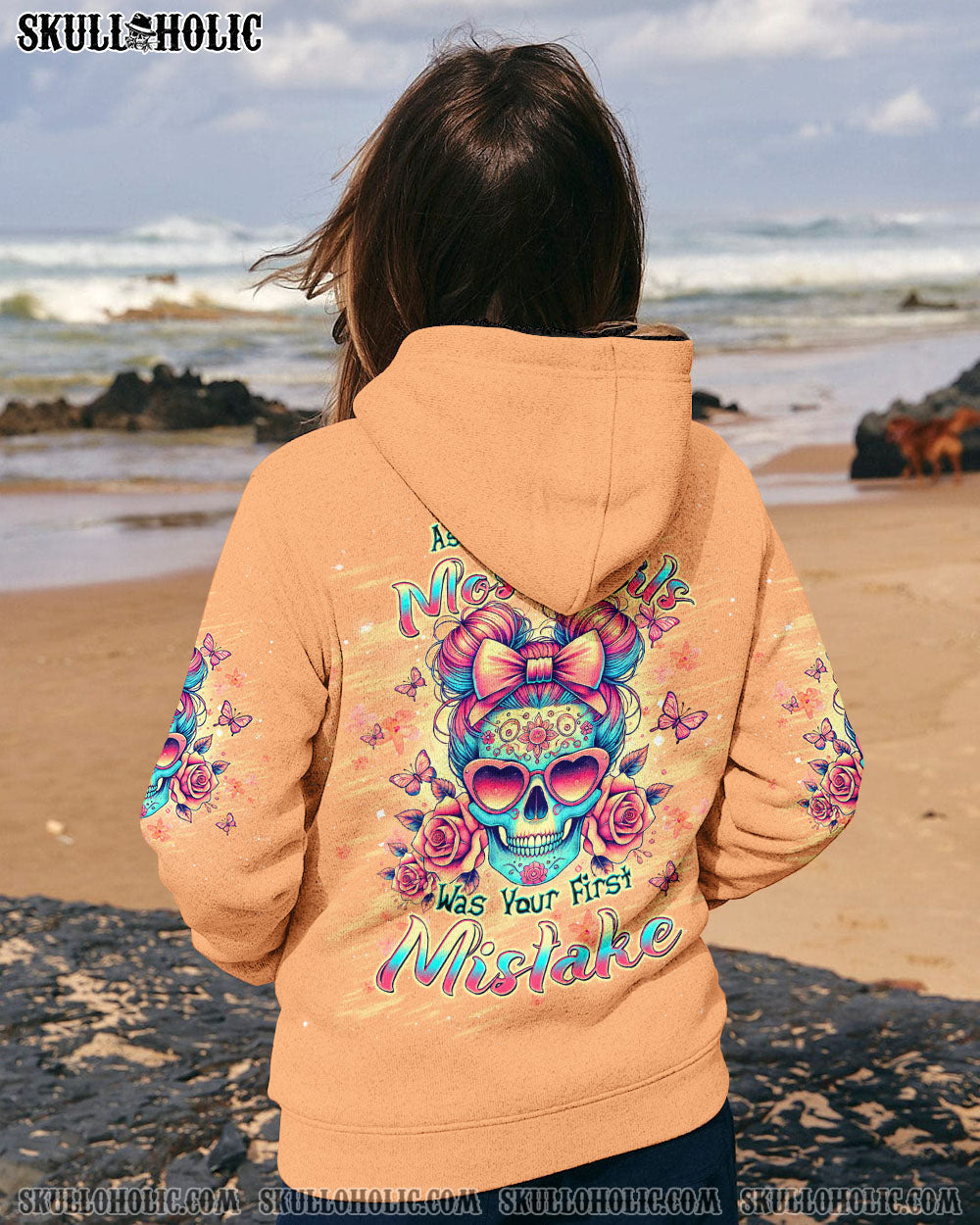 BLISSCORNERS THE GOOD GIRL IN ME SKULL MESSY BUN ALL OVER PRINT