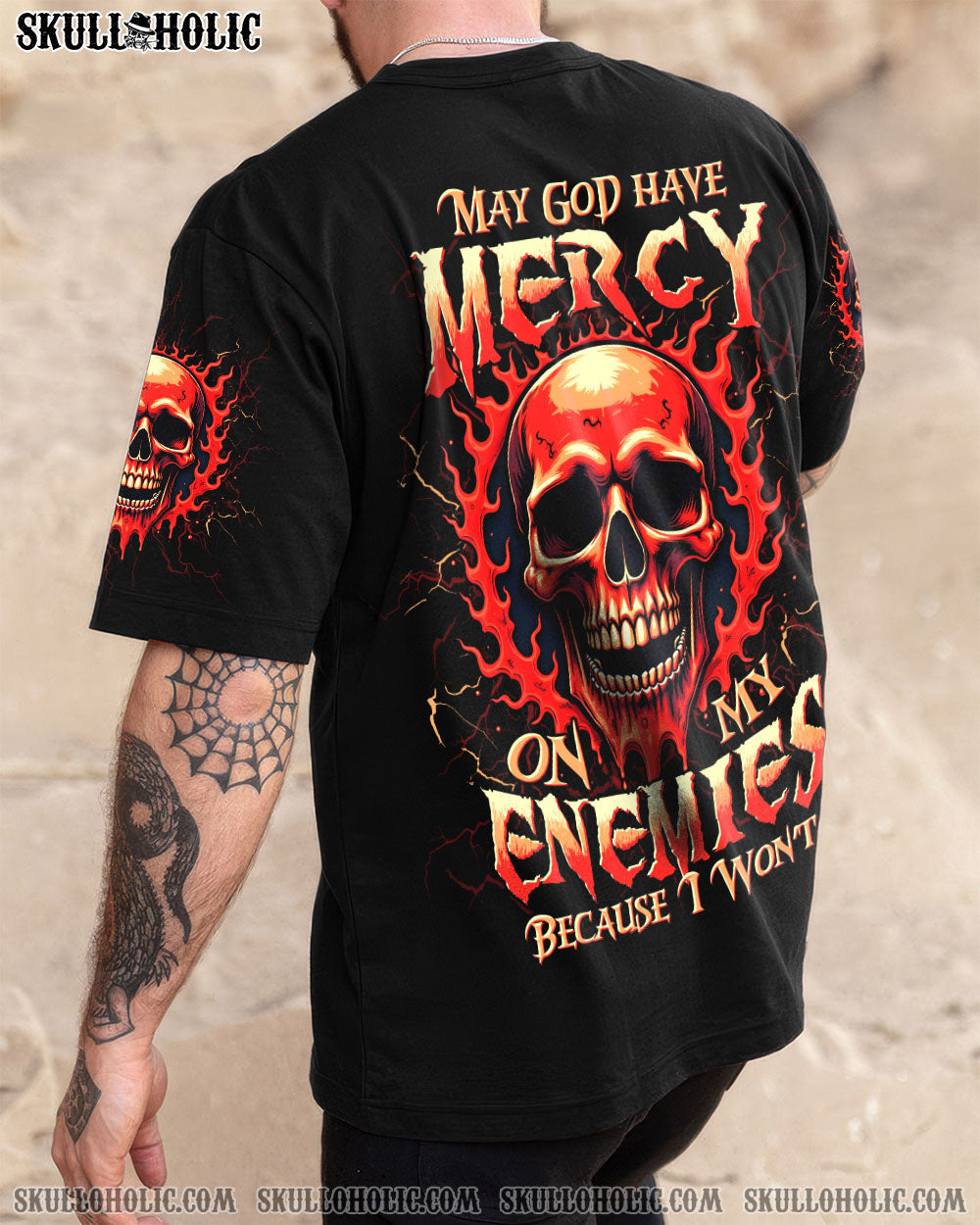 BLISSCORNERS MAY GOD HAVE MERCY ON MY ENEMIES SKULL ALL OVER PRINT