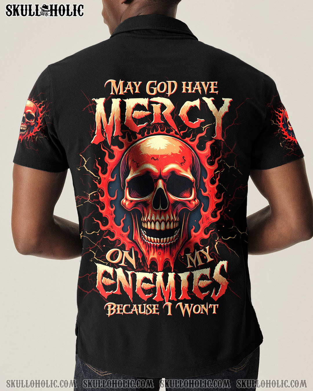 BLISSCORNERS MAY GOD HAVE MERCY ON MY ENEMIES SKULL ALL OVER PRINT
