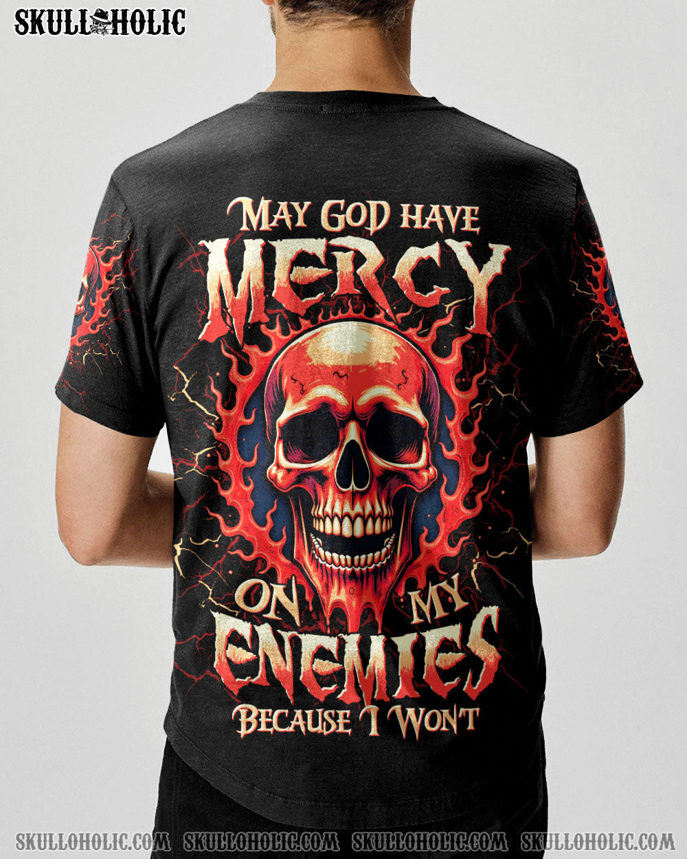 BLISSCORNERS MAY GOD HAVE MERCY ON MY ENEMIES SKULL ALL OVER PRINT