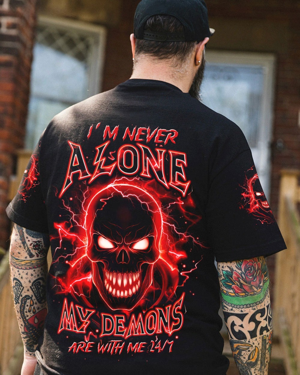 BLISSCORNERS I'M NEVER ALONE SKULL DEMON ALL OVER PRINT