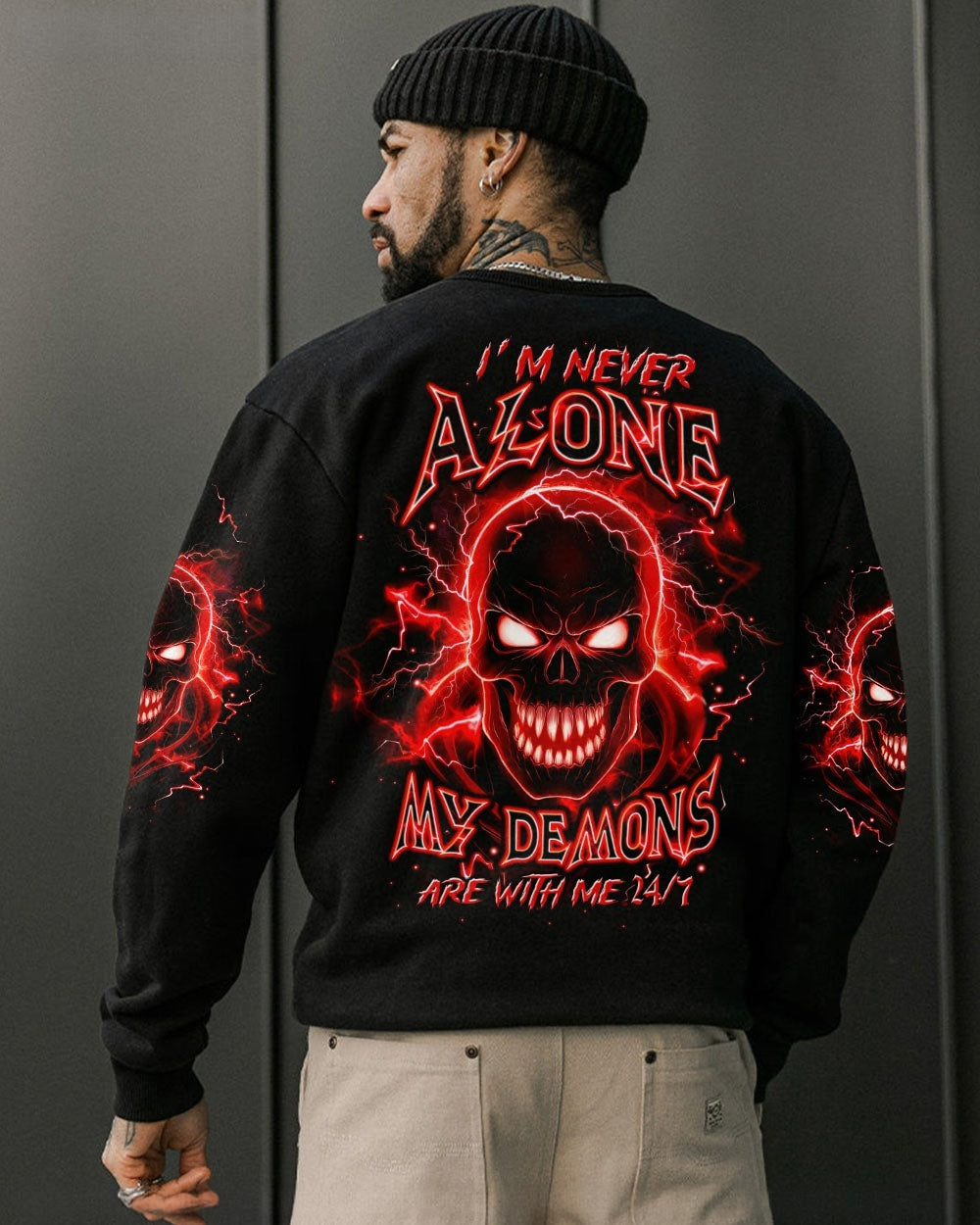 BLISSCORNERS I'M NEVER ALONE SKULL DEMON ALL OVER PRINT