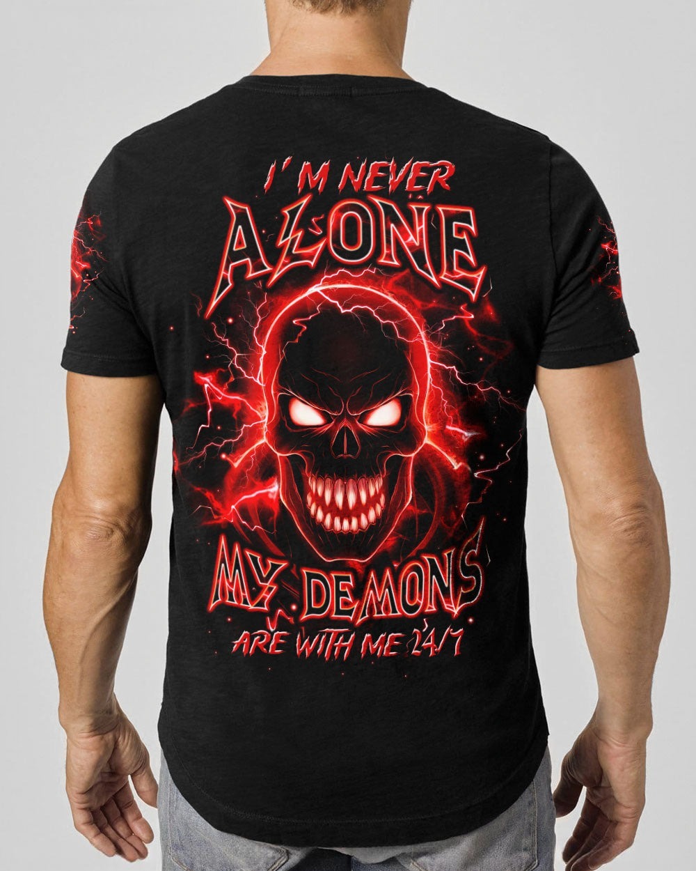 BLISSCORNERS I'M NEVER ALONE SKULL DEMON ALL OVER PRINT