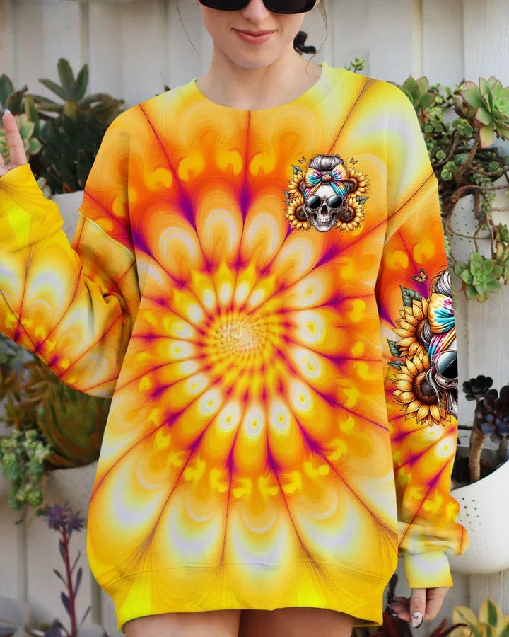 BLISSCORNERS SHE IS SUNSHINE SKULL TIE DYE ALL OVER PRINT 2
