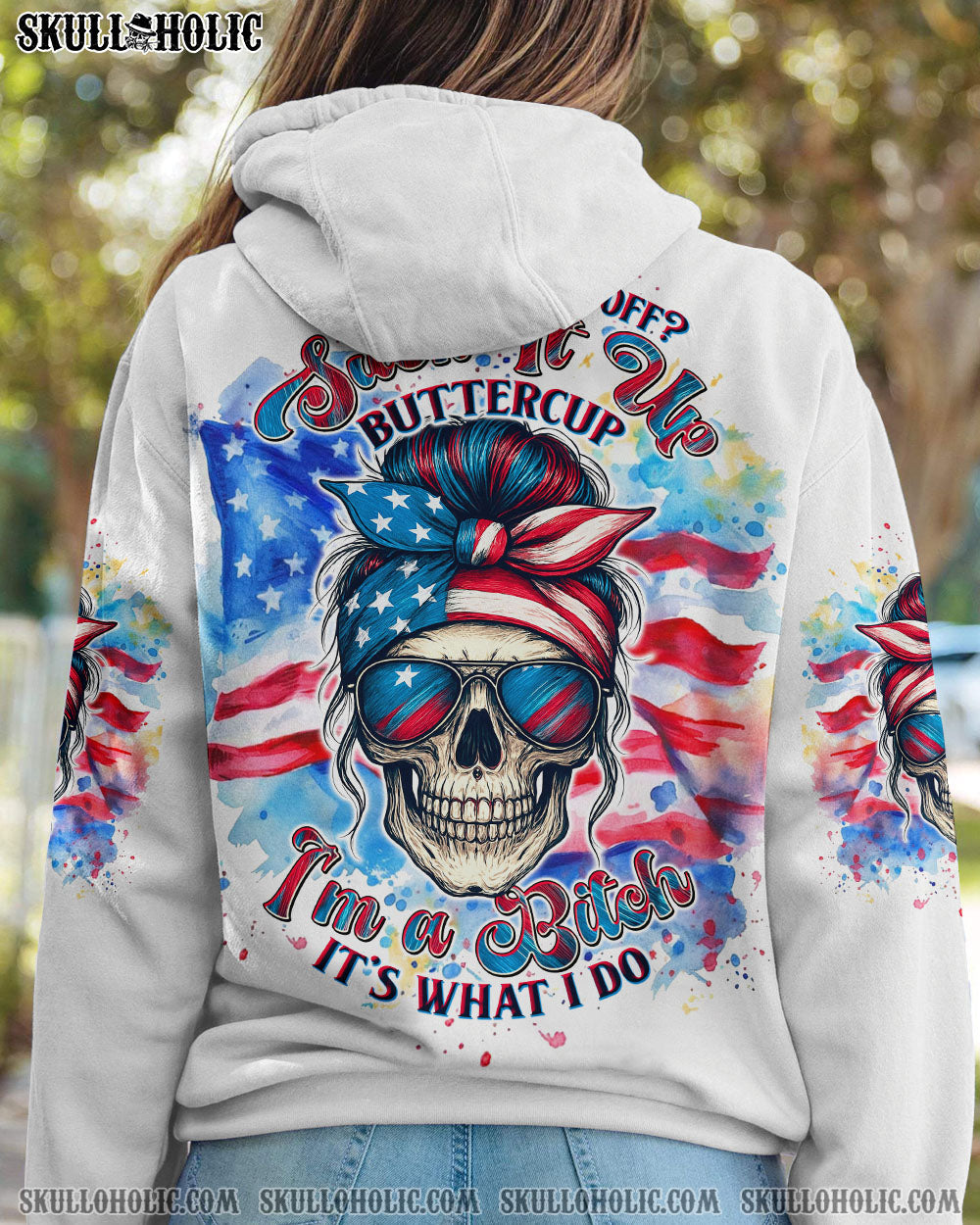 BLISSCORNERS OH I PISS YOU OFF SKULL MESSY BUN ALL OVER PRINT