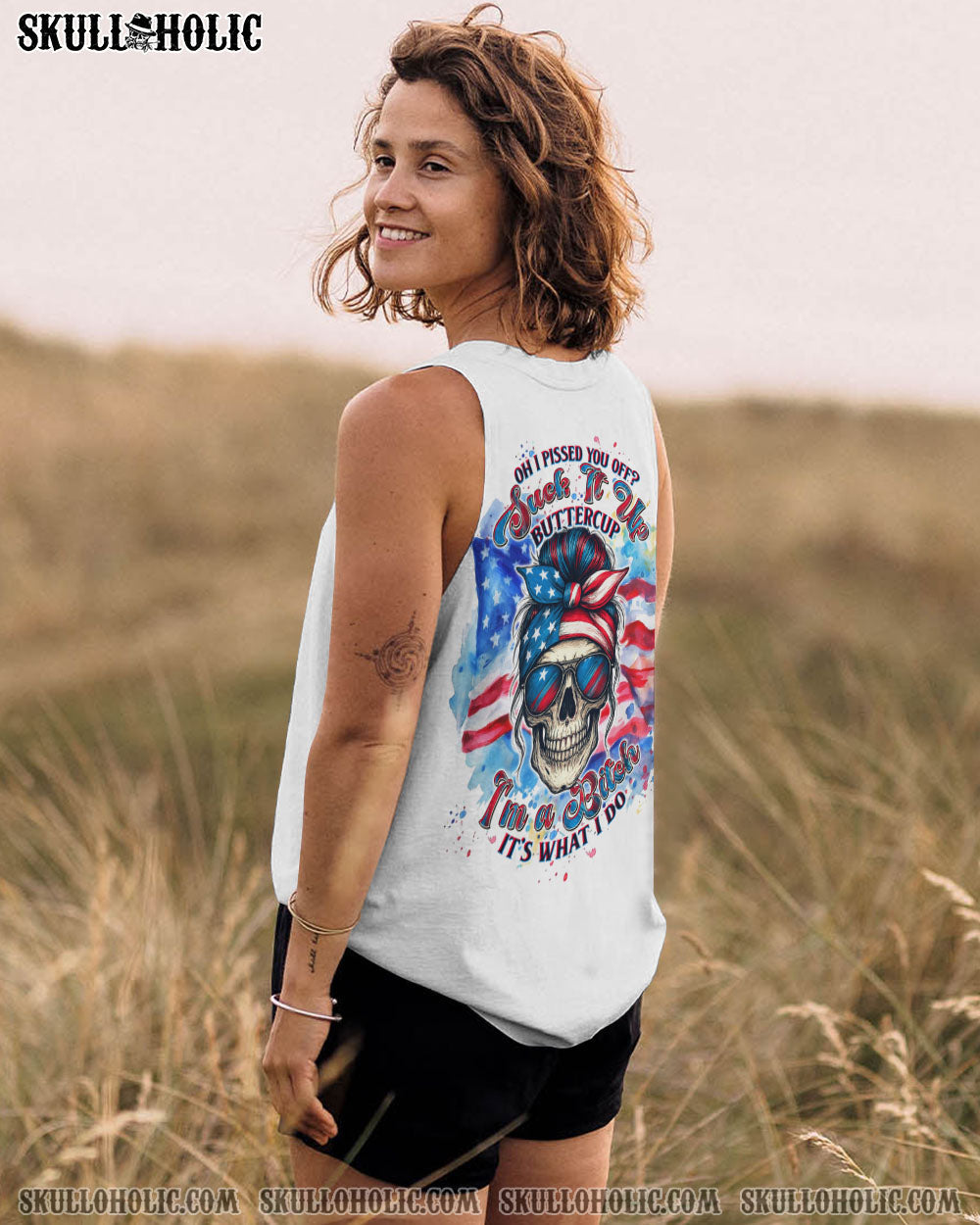BLISSCORNERS OH I PISS YOU OFF SKULL MESSY BUN ALL OVER PRINT