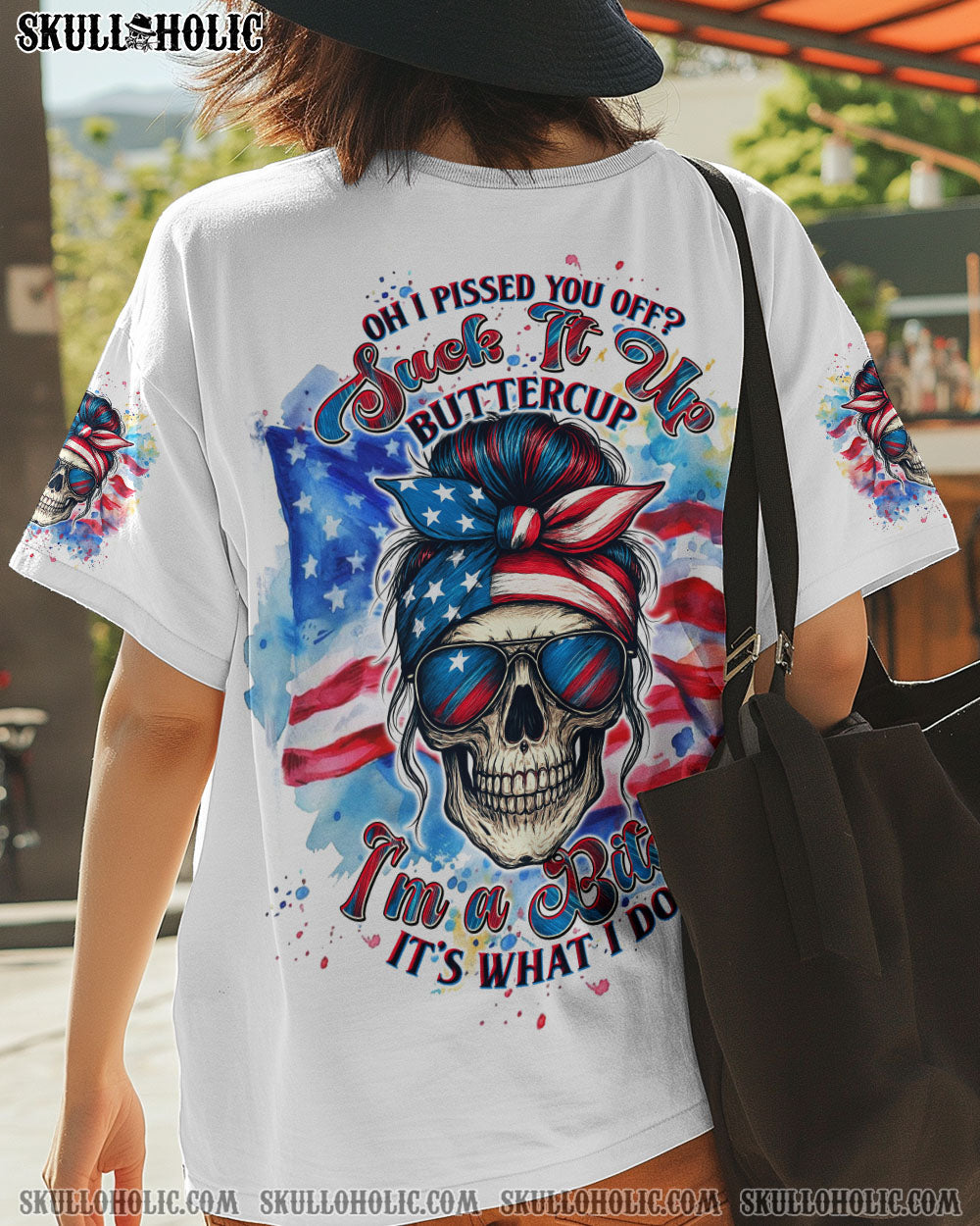BLISSCORNERS OH I PISS YOU OFF SKULL MESSY BUN ALL OVER PRINT