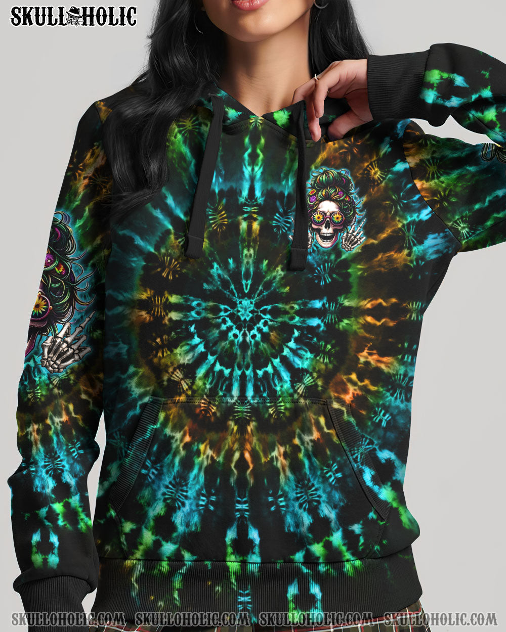 BLISSCORNERS I AM THE STORM ROSE SKULL MESSY BUN ALL OVER PRINT