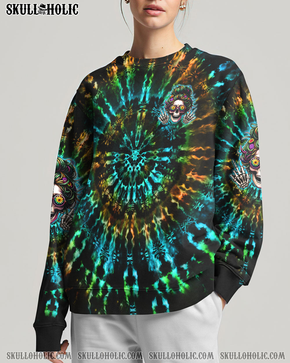 BLISSCORNERS I AM THE STORM ROSE SKULL MESSY BUN ALL OVER PRINT