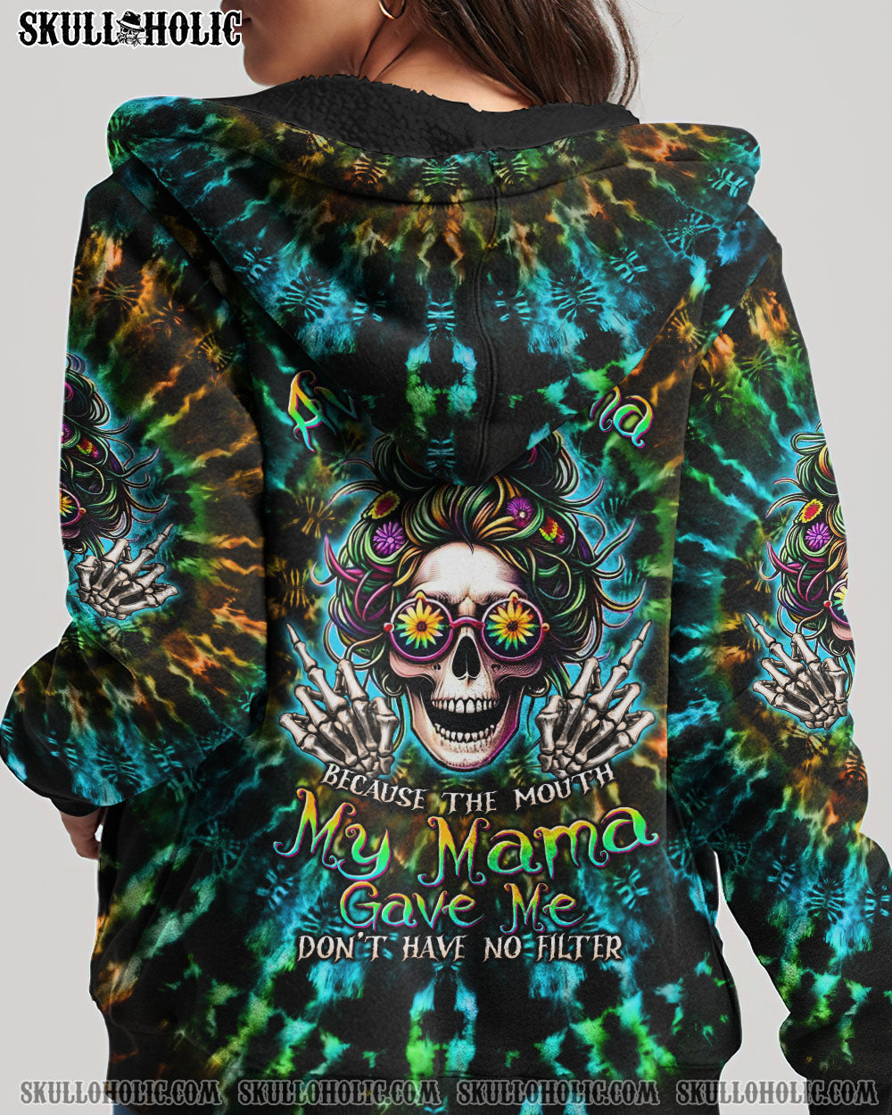 BLISSCORNERS I AM THE STORM ROSE SKULL MESSY BUN ALL OVER PRINT