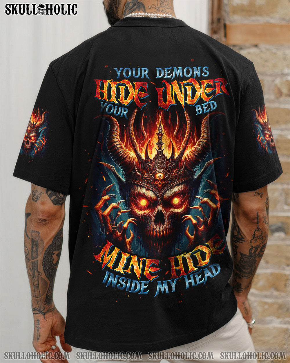 BLISSCORNERS YOUR DEMONS HIDE UNDER YOUR BED SKULL ALL OVER PRINT