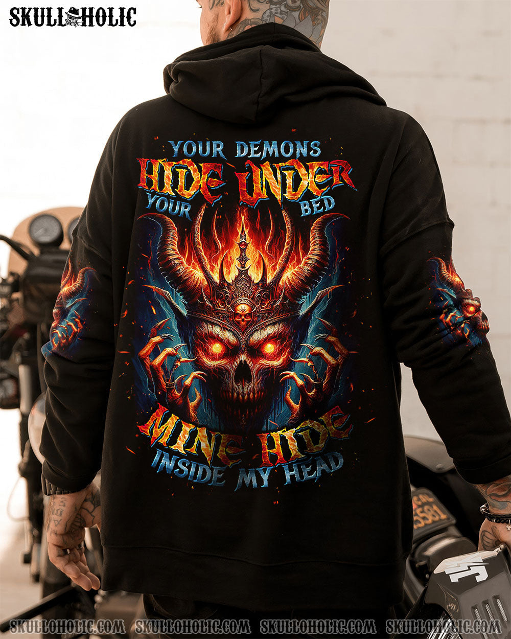 BLISSCORNERS YOUR DEMONS HIDE UNDER YOUR BED SKULL ALL OVER PRINT