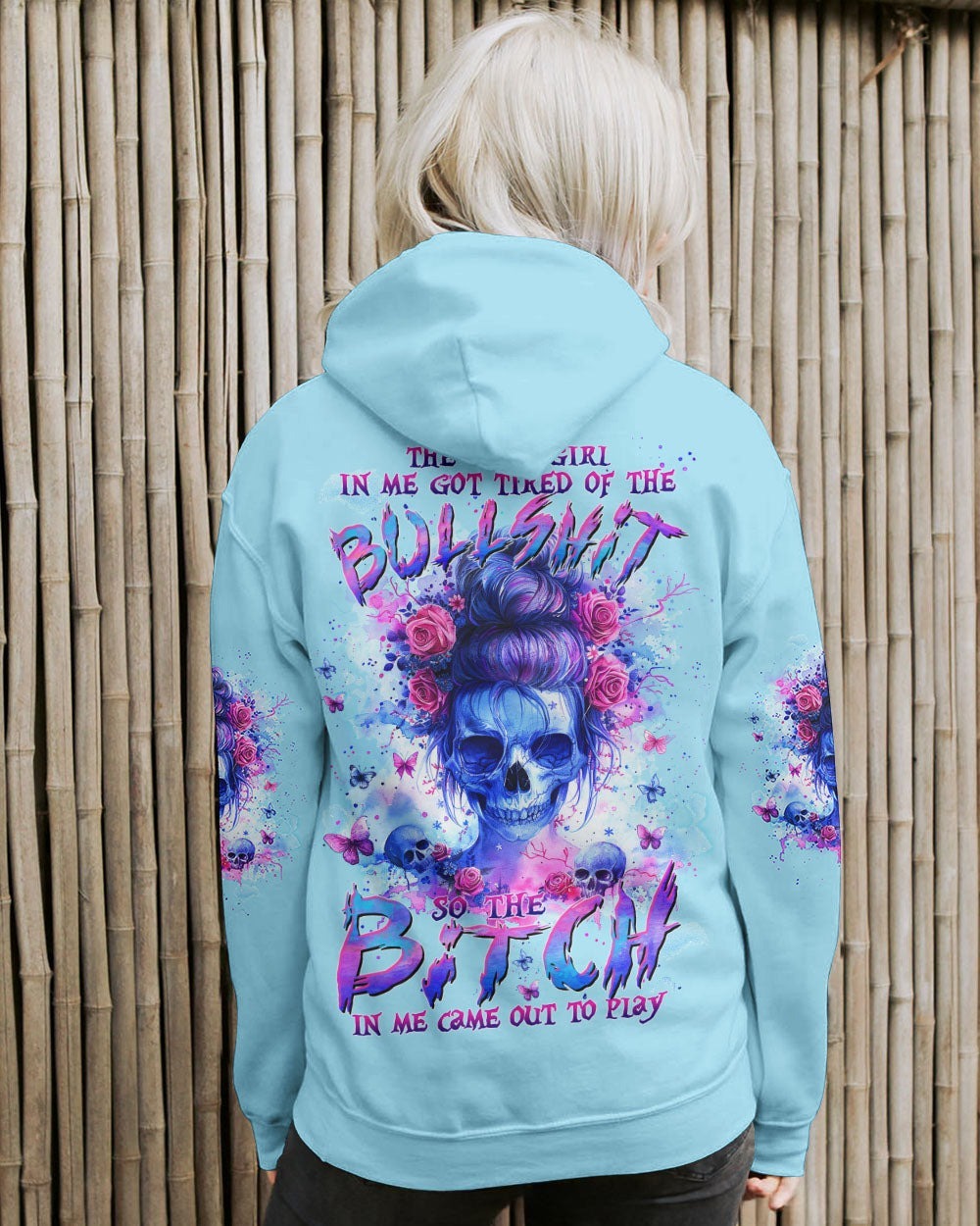 BLISSCORNERS I AM A SWEET GIRL MESSY BUN SKULL ALL OVER PRINT