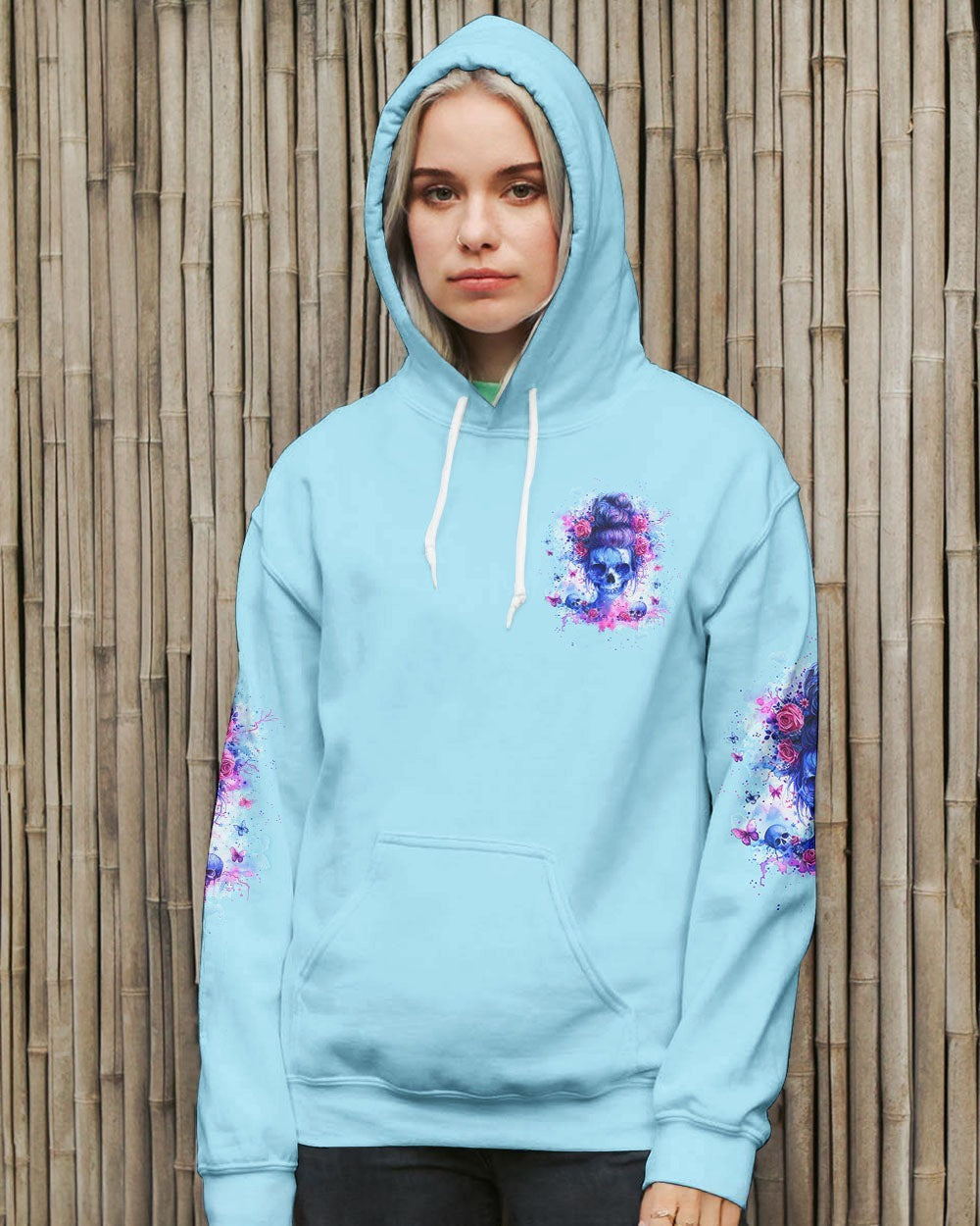 BLISSCORNERS I AM A SWEET GIRL MESSY BUN SKULL ALL OVER PRINT