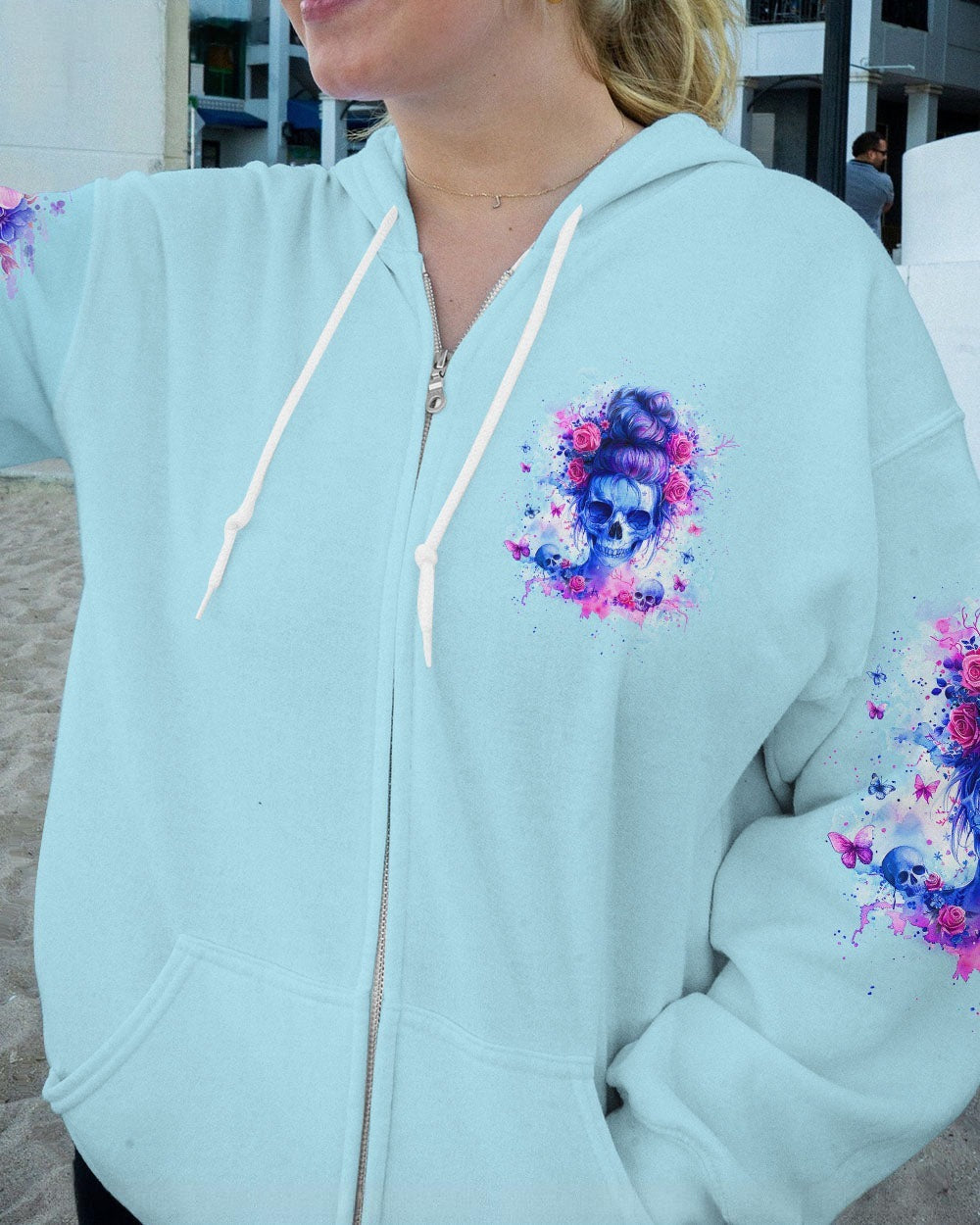 BLISSCORNERS I AM A SWEET GIRL MESSY BUN SKULL ALL OVER PRINT