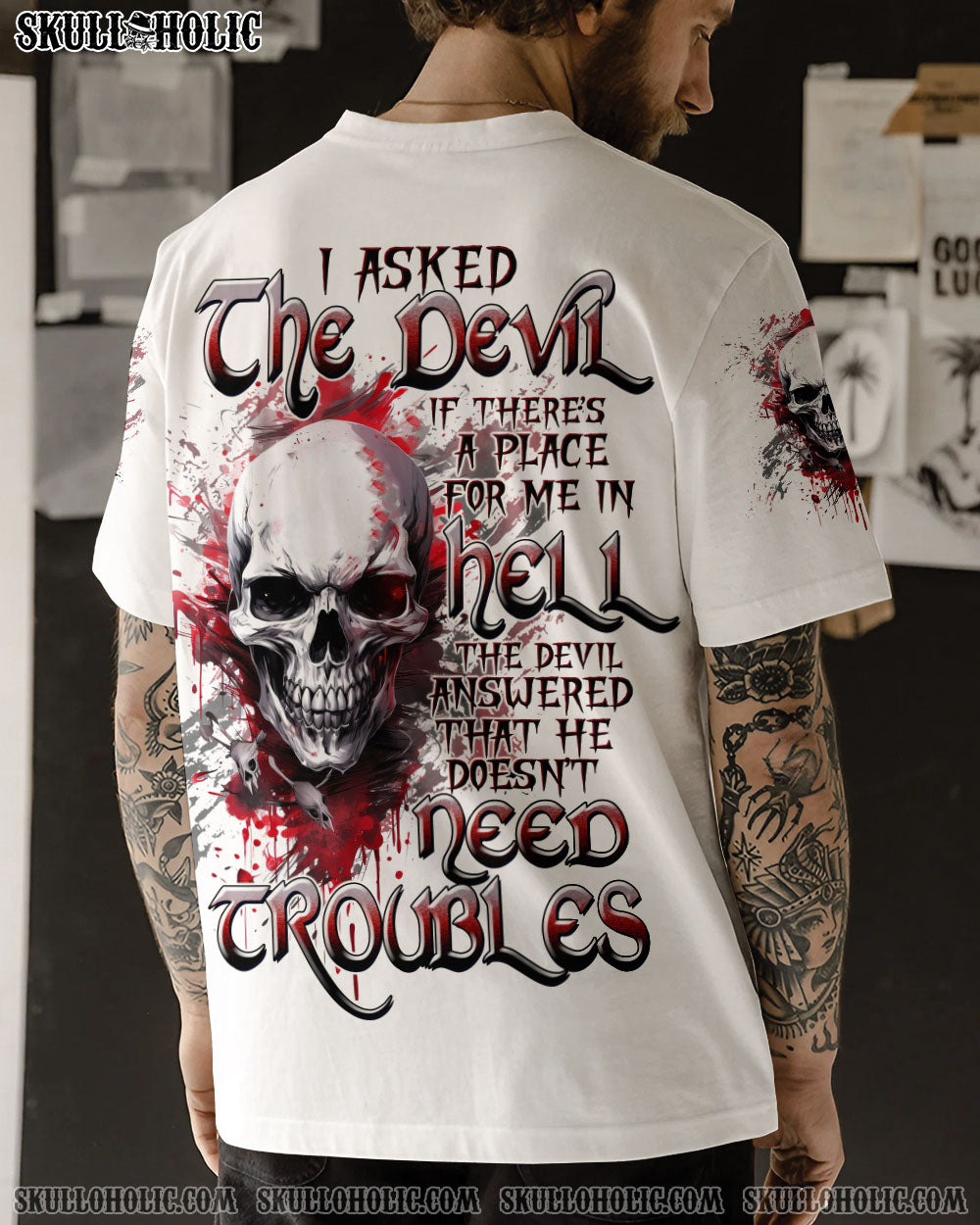 BLISSCORNERS I ASKED THE DEVIL SKULL ALL OVER PRINT