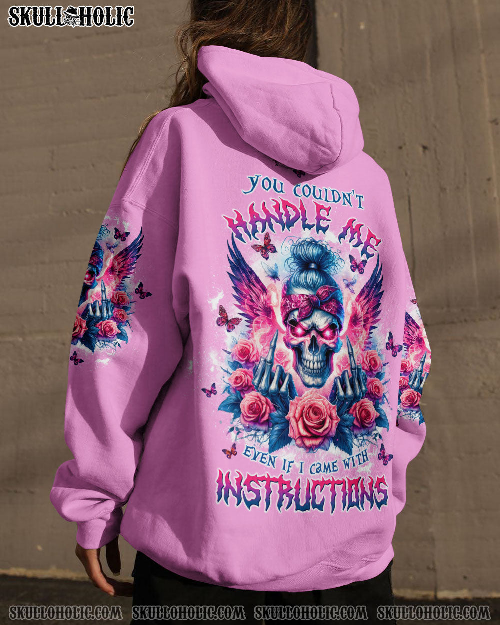 BLISSCORNERS JUDGE ME WHEN SKULL MESSY BUN ROSE ALL OVER PRINT