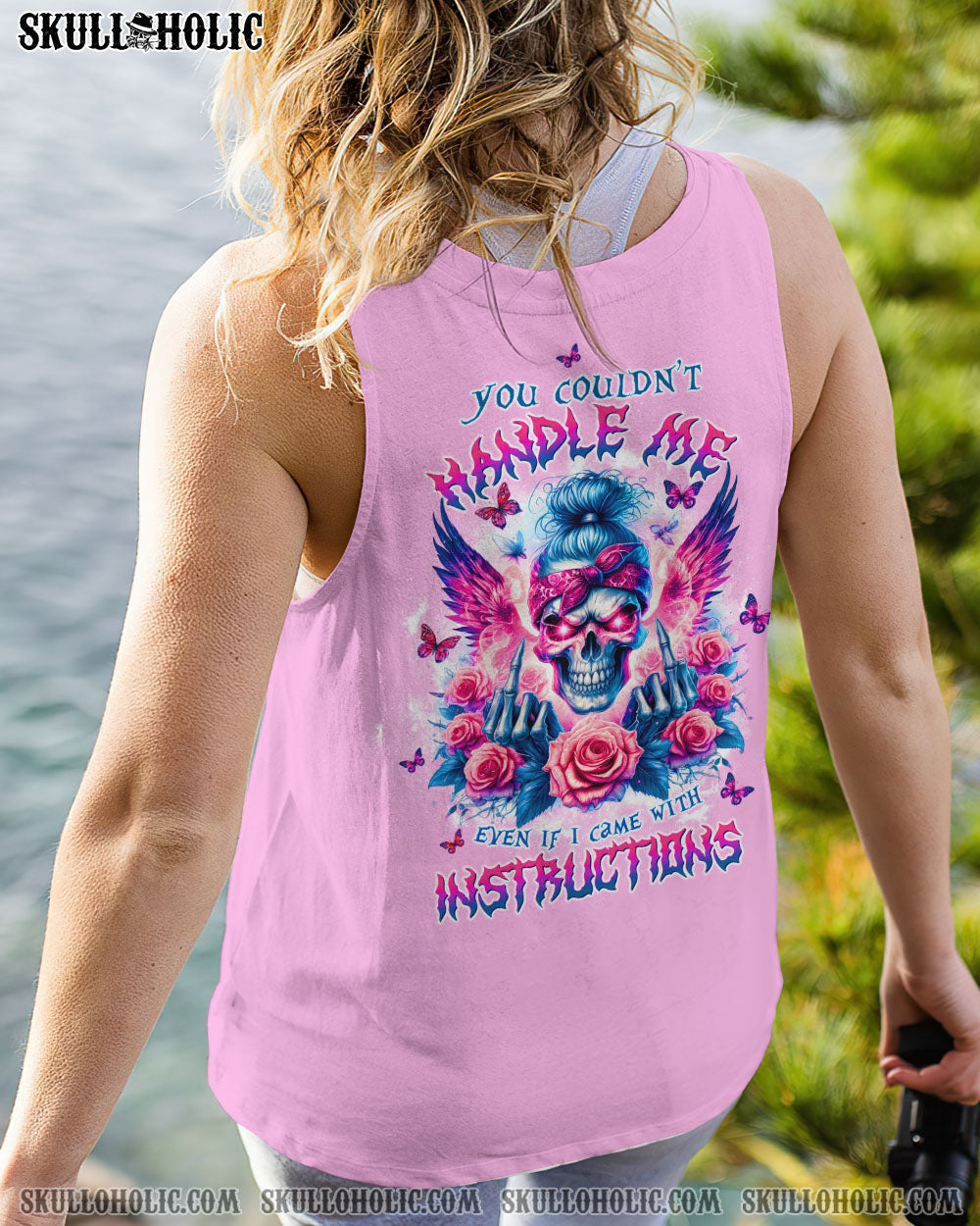 BLISSCORNERS JUDGE ME WHEN SKULL MESSY BUN ROSE ALL OVER PRINT