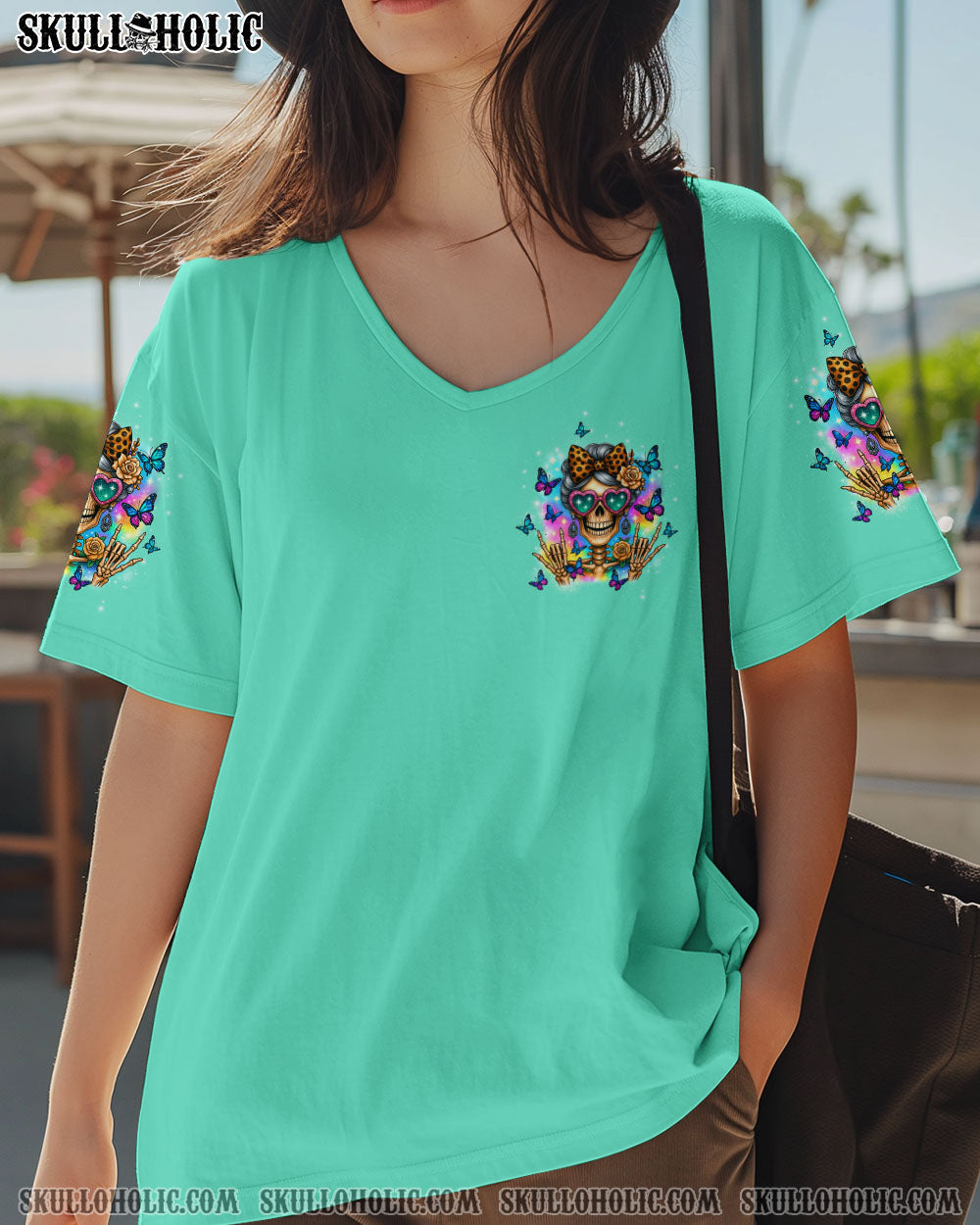 BLISSCORNERS I AM A NICE PERSON SKULL MESSY BUN TIE DYE ALL OVER PRINT
