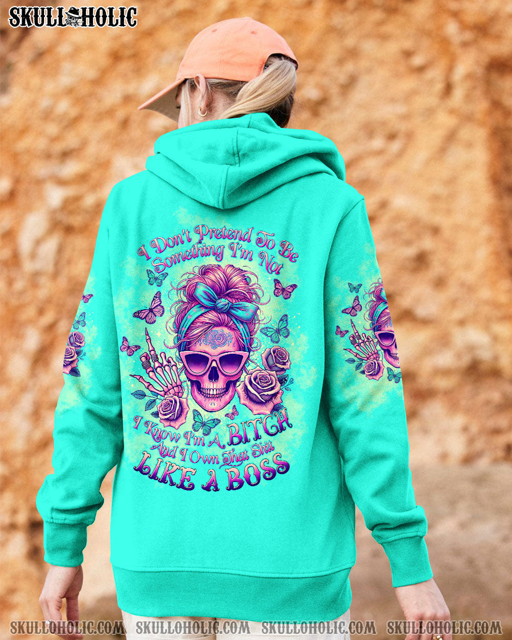 BLISSCORNERS I'M BLUNT BECAUSE GOD ROLLED ME MESSY BUN SKULL ALL OVER PRINT