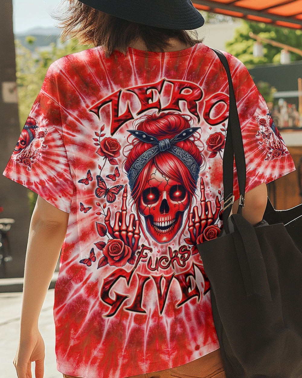 BLISSCORNERS I DON'T GIVE A F ABOUT WHAT YOU SAY MESSY BUN SKULL ALL OVER PRINT