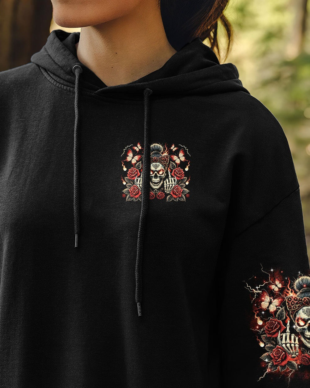 BLISSCORNERS BUT DID YOU DIE MOM LIFE  SKULL MESSY BUN ALL OVER PRINT