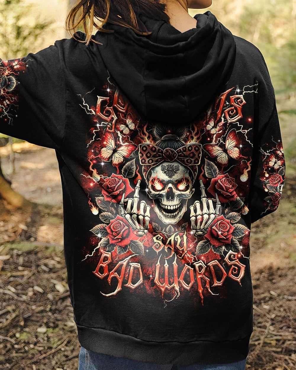 BLISSCORNERS BUT DID YOU DIE MOM LIFE  SKULL MESSY BUN ALL OVER PRINT