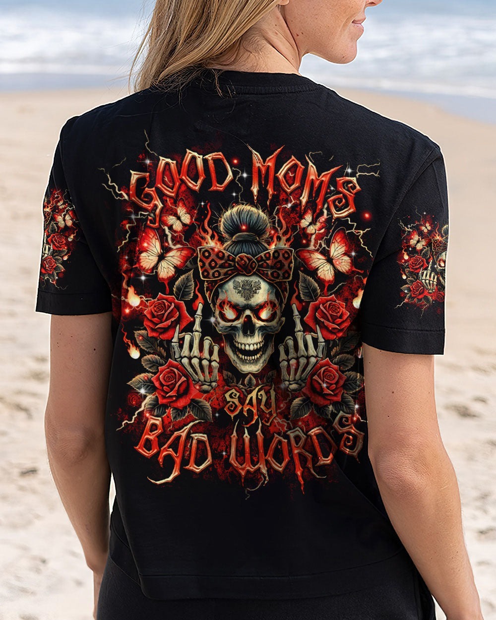 BLISSCORNERS BUT DID YOU DIE MOM LIFE  SKULL MESSY BUN ALL OVER PRINT